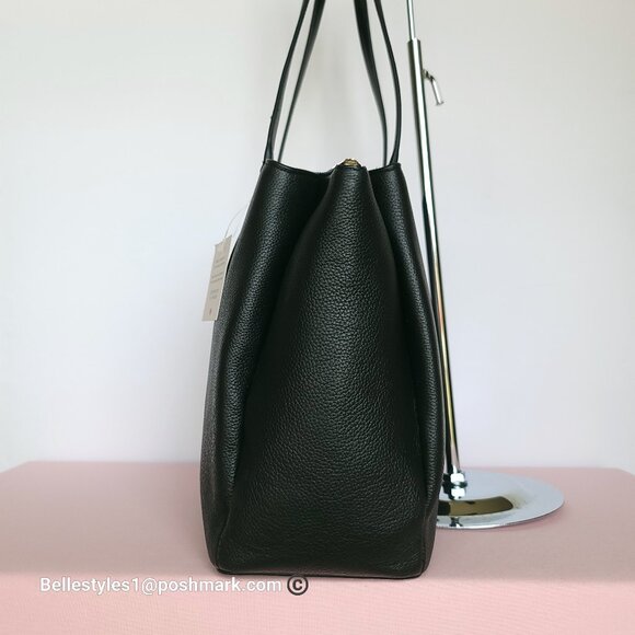KATE SPADE Monet Triple Compartment Pebbled Leather Large Tote - Black color 🎈 - Picture 8 of 16